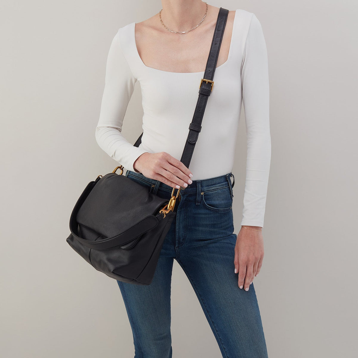 Harley Convertible Shoulder Bag In Pebbled Leather - Black | HOBO Trending