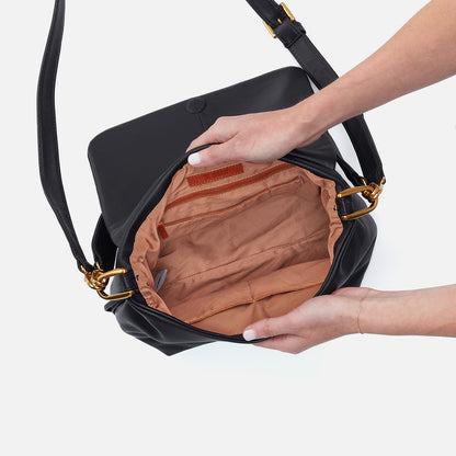 Harley Convertible Shoulder Bag In Pebbled Leather - Black | HOBO Trending