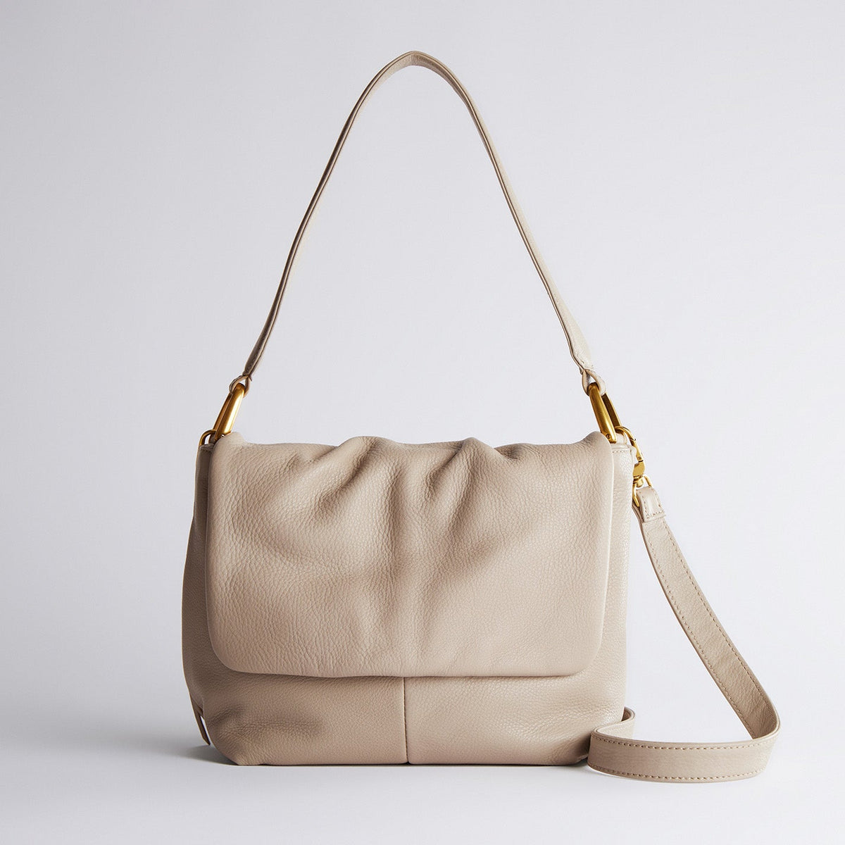 Harley Convertible Shoulder Bag In Pebbled Leather - Taupe | HOBO Great Value