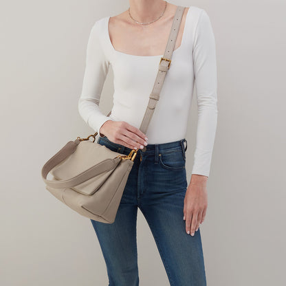 Harley Convertible Shoulder Bag In Pebbled Leather - Taupe | HOBO Great Value