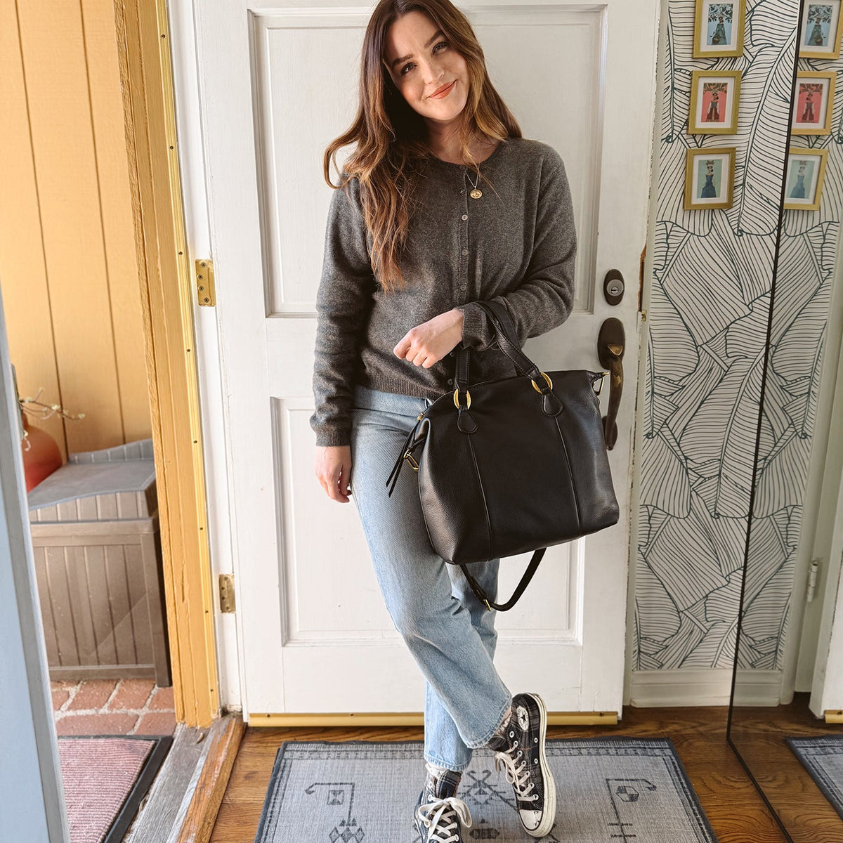 Harley Satchel In Pebbled Leather - Black | HOBO Top Pick