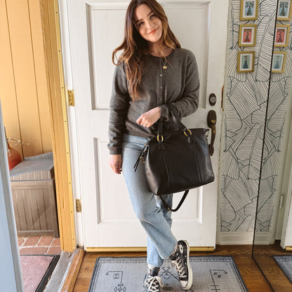Harley Satchel In Pebbled Leather - Black | HOBO Top Pick