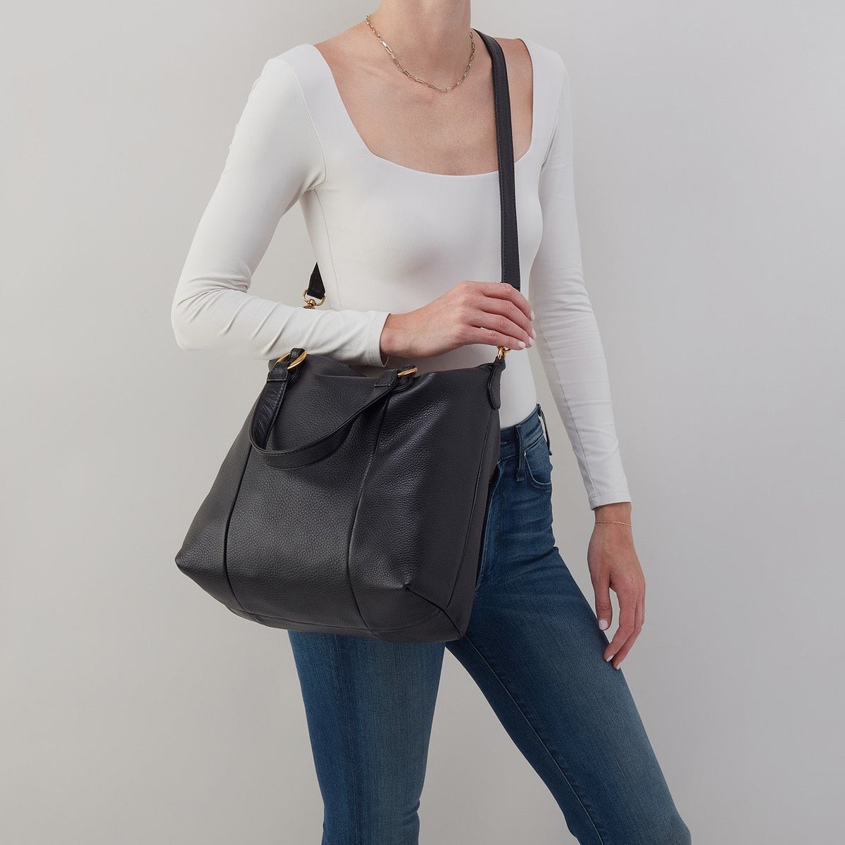 Harley Satchel In Pebbled Leather - Black | HOBO Top Pick