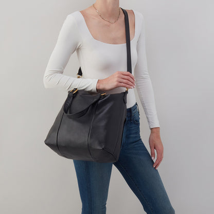 Harley Satchel In Pebbled Leather - Black | HOBO Top Pick