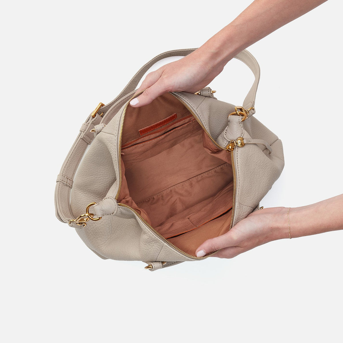 Harley Satchel In Pebbled Leather - Taupe | HOBO Trending