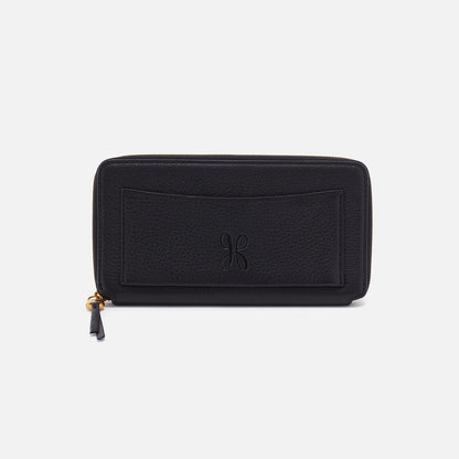 Hart Large Wallet In Pebbled Leather - Black | HOBO Best Price