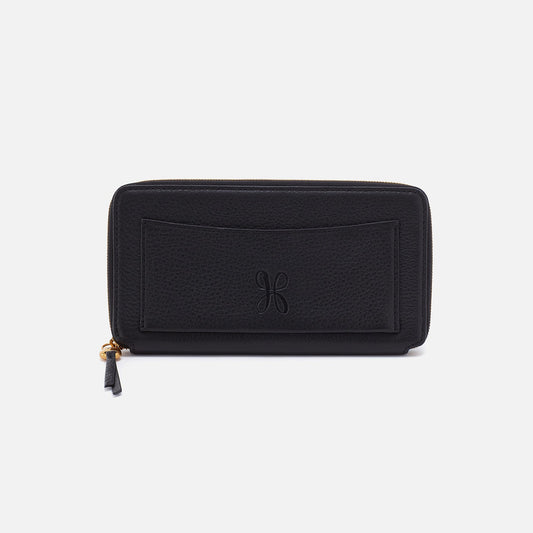 Hart Large Wallet In Pebbled Leather - Black | HOBO Best Price