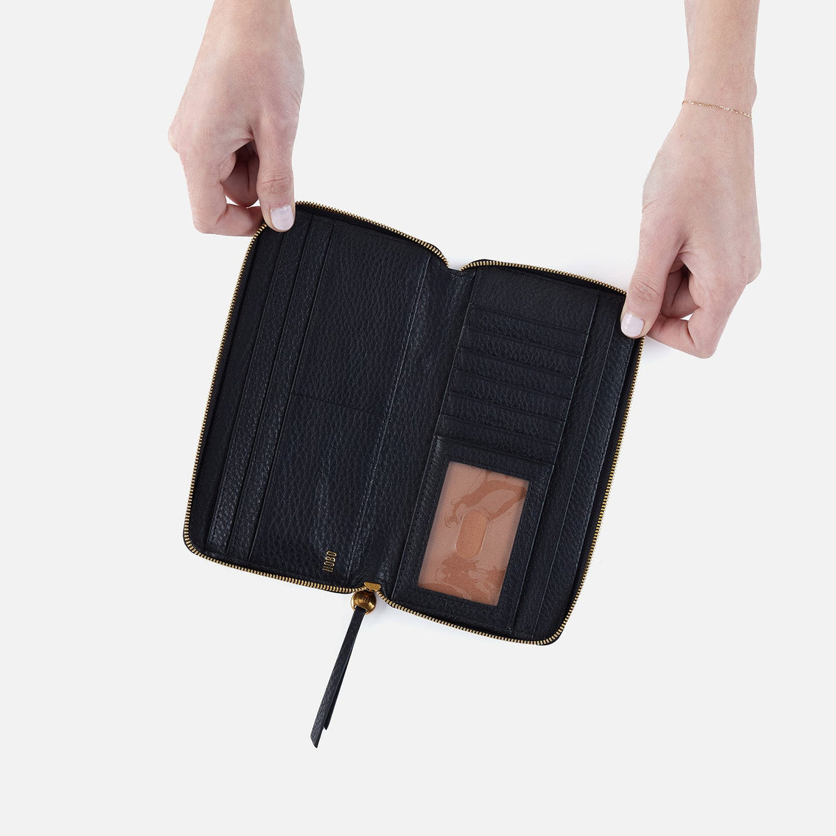 Hart Large Wallet In Pebbled Leather - Black | HOBO Best Price