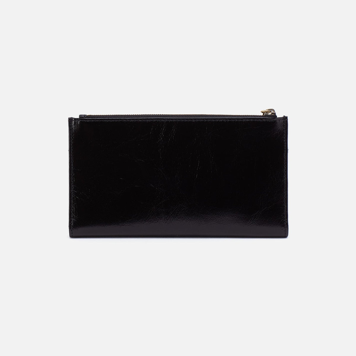 Jill Large Bifold Wallet In Polished Leather - Black | HOBO New