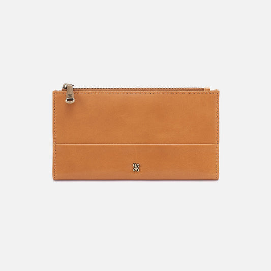 Jill Large Bifold Wallet In Polished Leather - Natural | HOBO Great Value