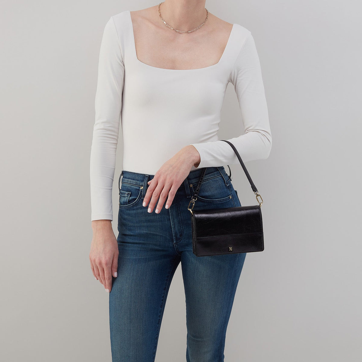 Jill Crossbody In Polished Leather - Black | HOBO Recommended