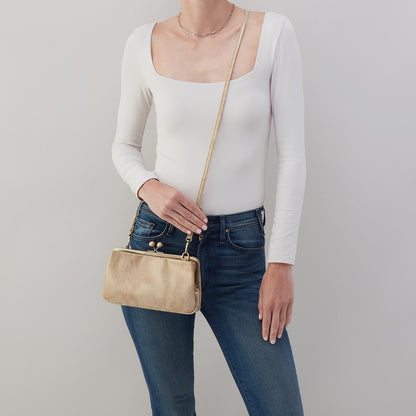 Lauren Frame Crossbody In Metallic Leather - Gold Leaf | HOBO Great Value
