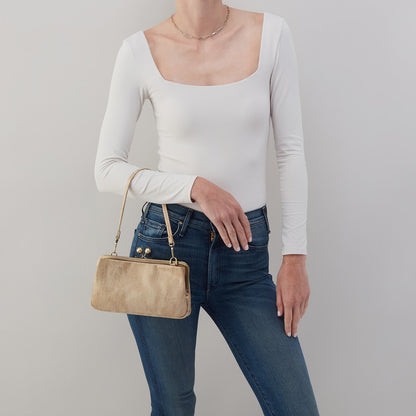 Lauren Frame Crossbody In Metallic Leather - Gold Leaf | HOBO Great Value