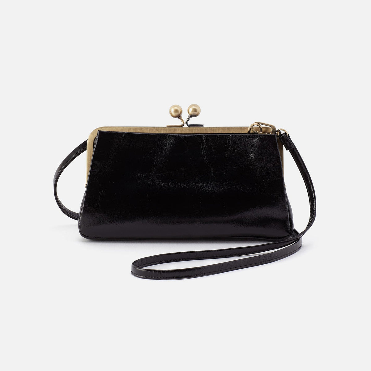 Lauren Frame Crossbody In Polished Leather - Black | HOBO Signature