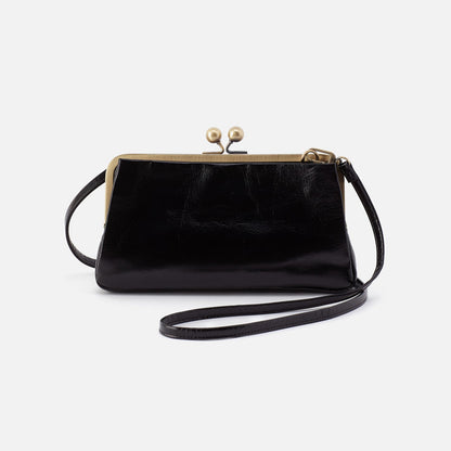 Lauren Frame Crossbody In Polished Leather - Black | HOBO Signature