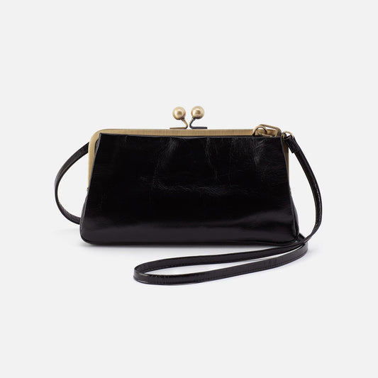 Lauren Frame Crossbody In Polished Leather - Black | HOBO Signature