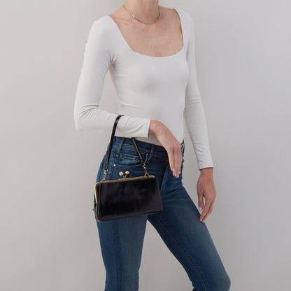 Lauren Frame Crossbody In Polished Leather - Black | HOBO Signature