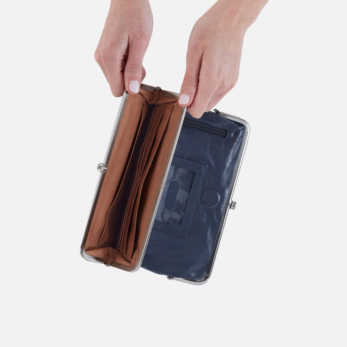 Lauren Clutch-Wallet In Polished Leather - Blue Stone | HOBO Everyday