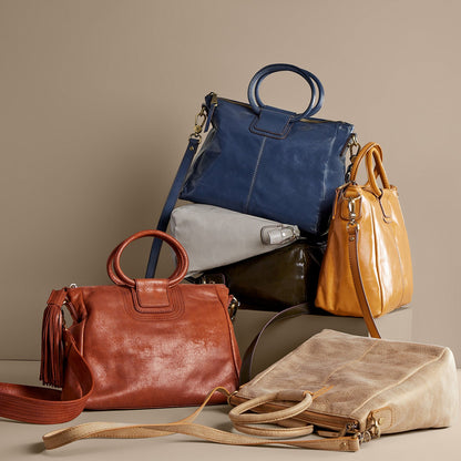 Sheila Medium Satchel In Polished Leather - Blue Stone | HOBO Best Seller