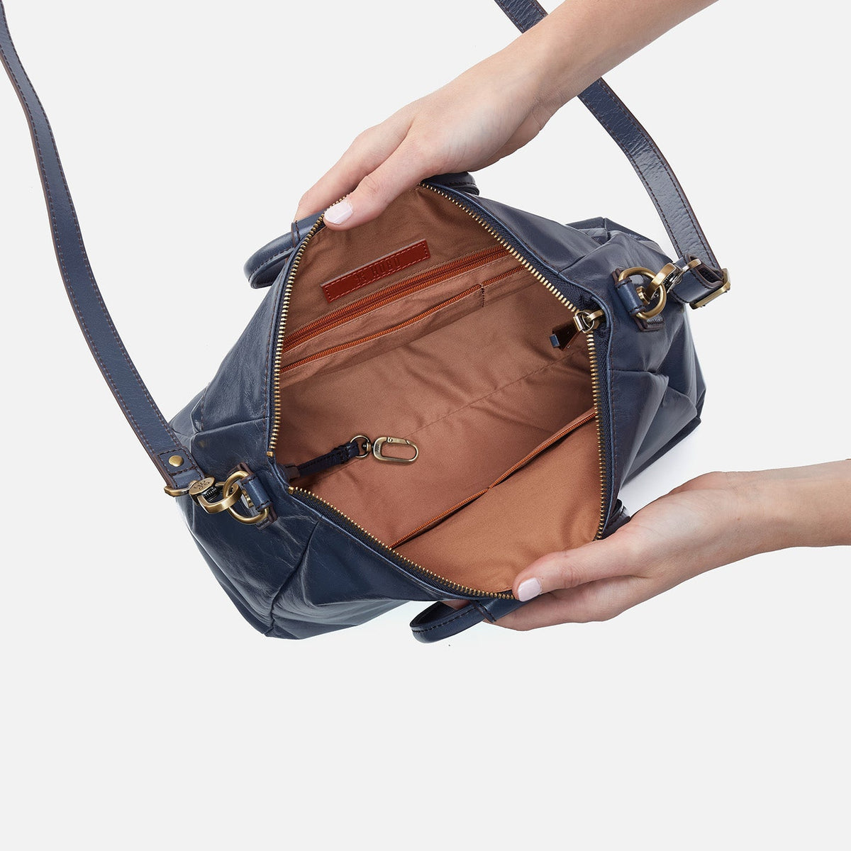 Sheila Medium Satchel In Polished Leather - Blue Stone | HOBO Best Seller