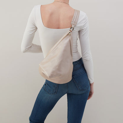Sway Convertible Sling In Pebbled Metallic Leather - Grey Mist | HOBO Trusted