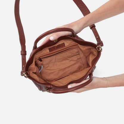 Margot Satchel in Suede - Sequoia | HOBO Signature