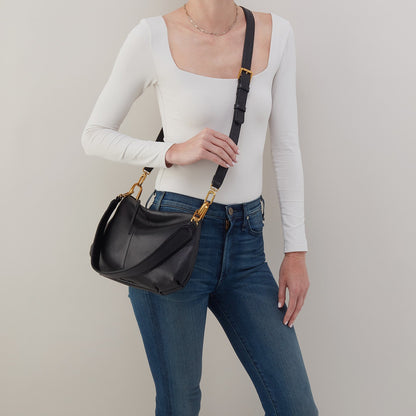 Advance Shoulder Bag In Pebbled Leather - Black | HOBO Top Pick