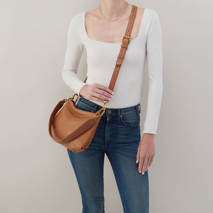 Advance Shoulder Bag In Pebbled Leather - Warm Honey | HOBO Trusted