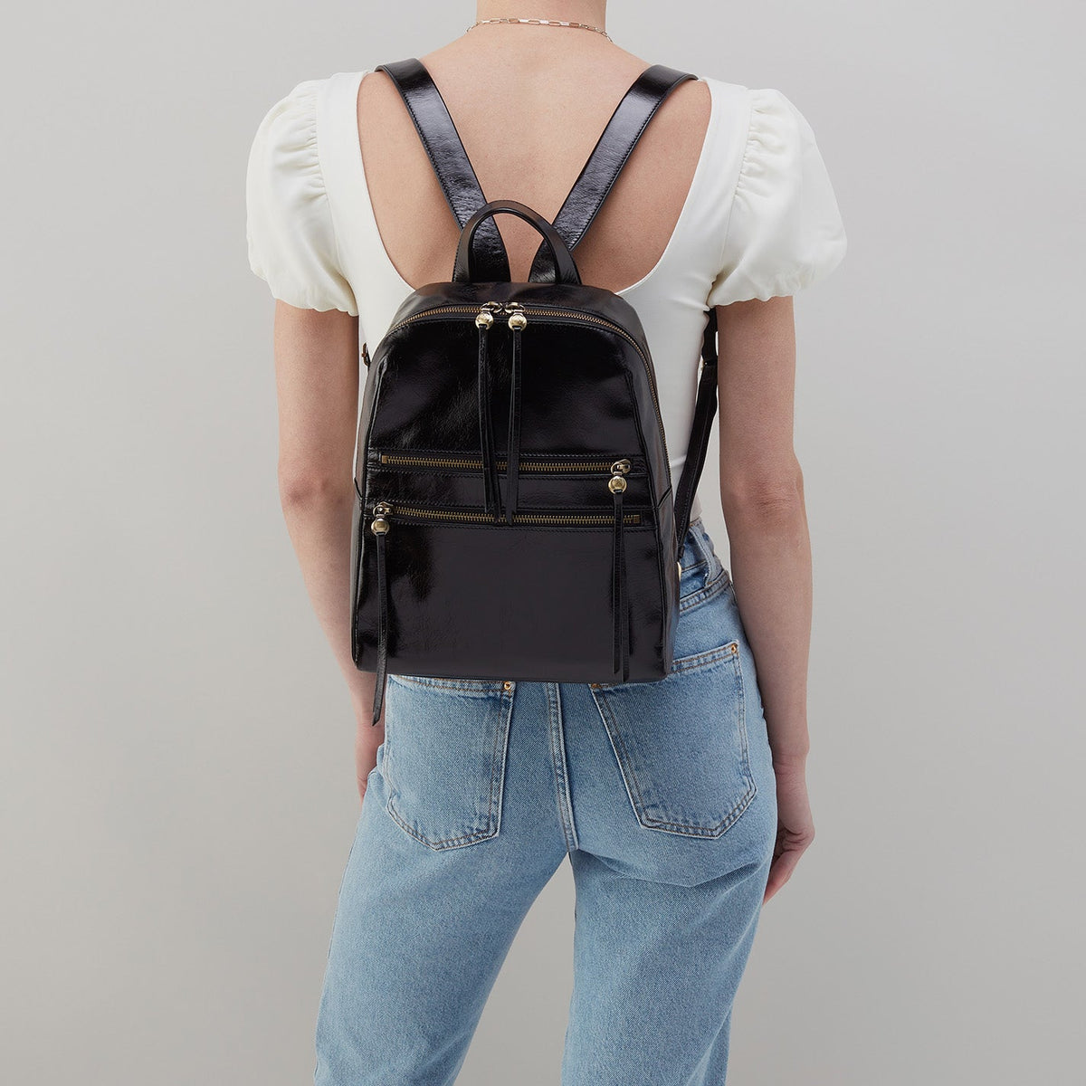 Billie Backpack In Polished Leather - Sand | HOBO Latest