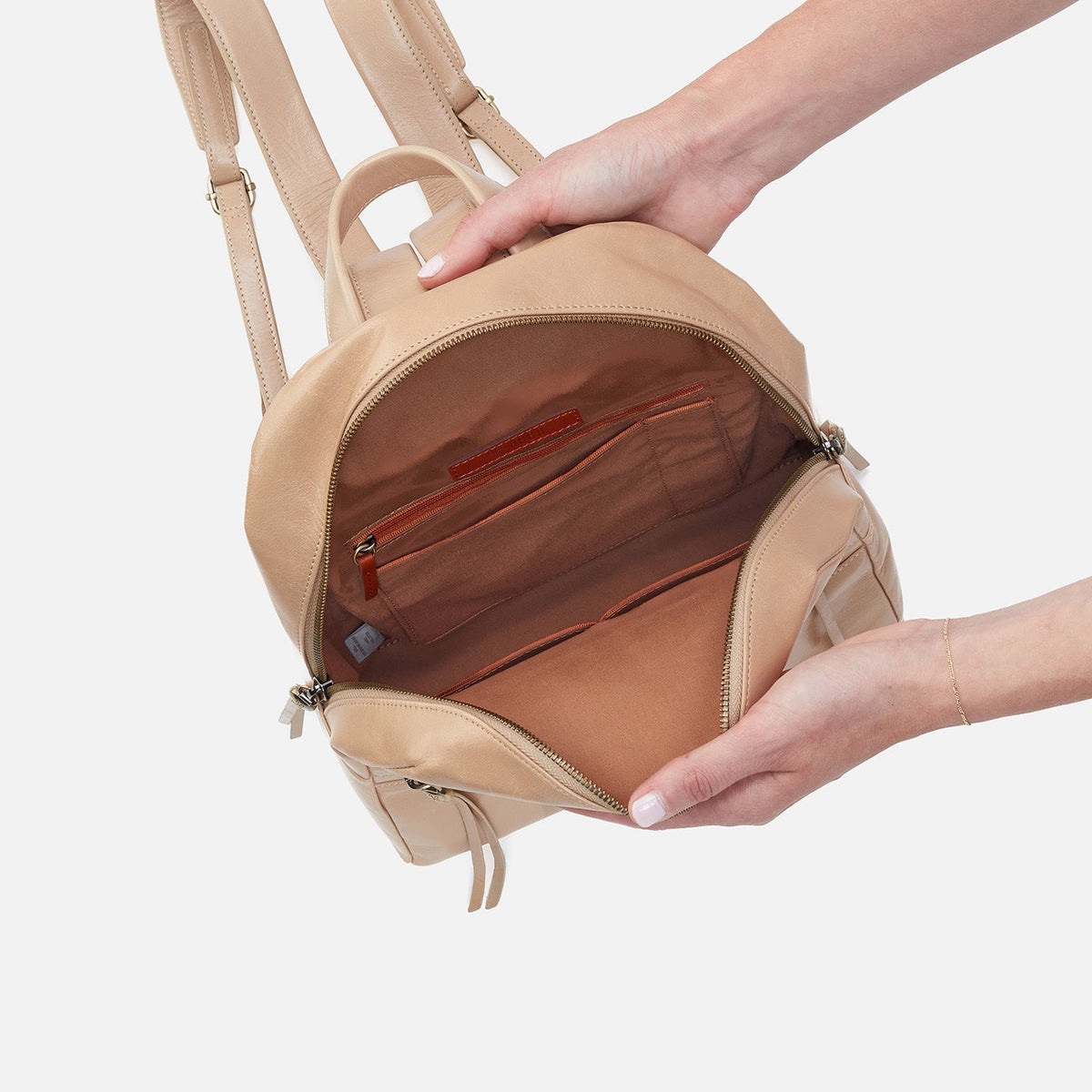 Billie Backpack In Polished Leather - Sand | HOBO Latest