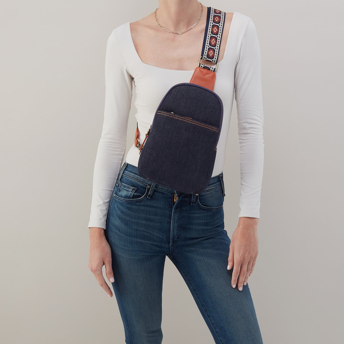 Cass Sling In Denim Fabric - Dark Denim | HOBO Featured