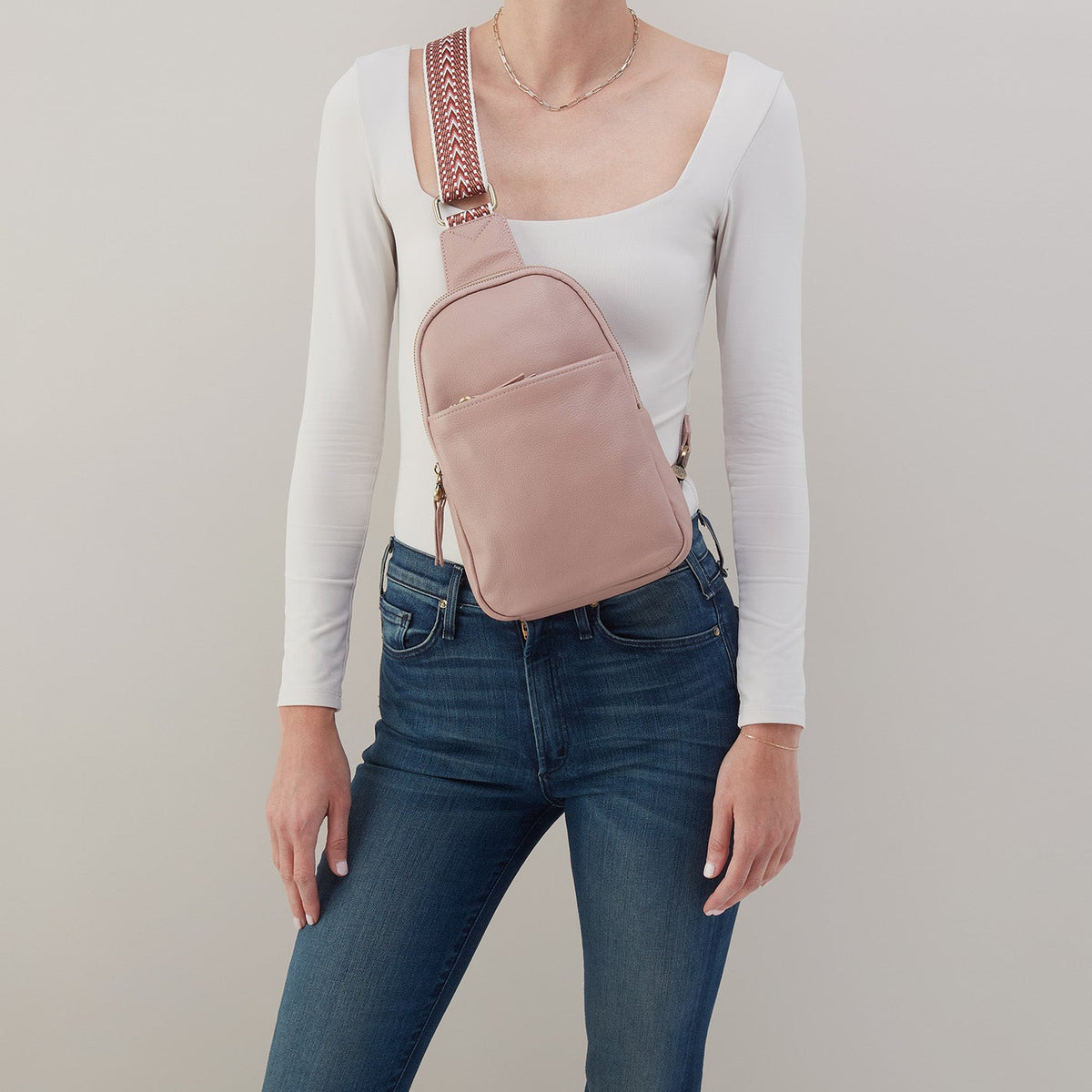 Cass Sling In Pebbled Leather - Blush | HOBO Exclusive