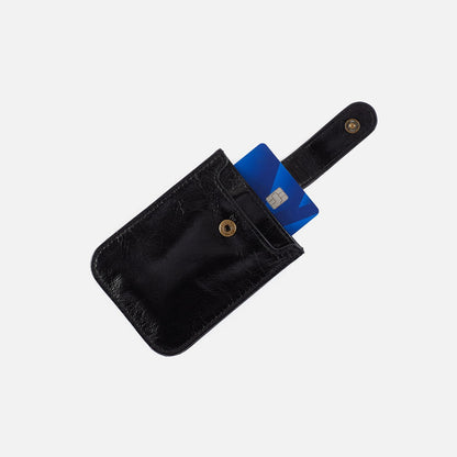 Dunn Card Case In Polished Leather - Black | HOBO Featured