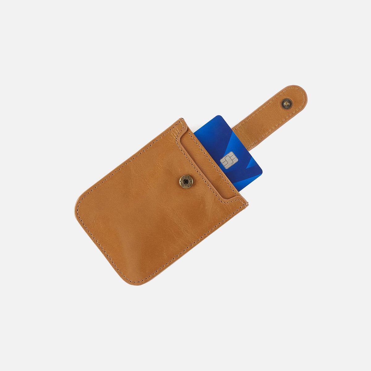 Dunn Card Case In Polished Leather - Natural | HOBO Essential