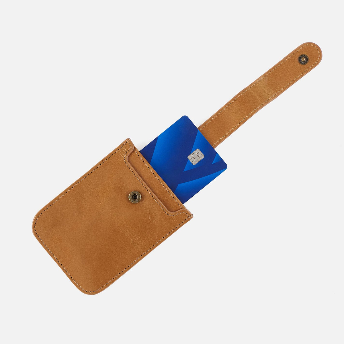 Dunn Card Case In Polished Leather - Natural | HOBO Essential