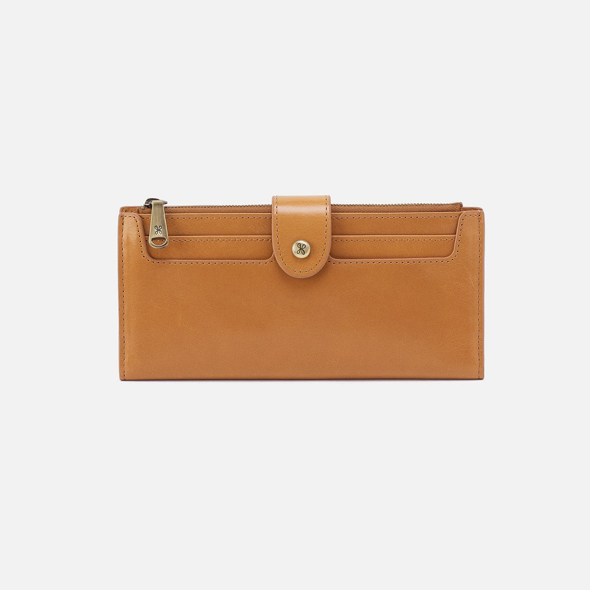 Dunn Continental Wallet In Polished Leather - Natural | HOBO Smart Buy