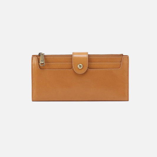 Dunn Continental Wallet In Polished Leather - Natural | HOBO Smart Buy