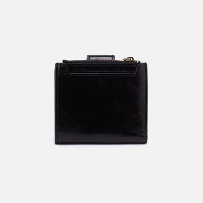 Dunn Mini Wallet In Polished Leather - Black | HOBO Classic