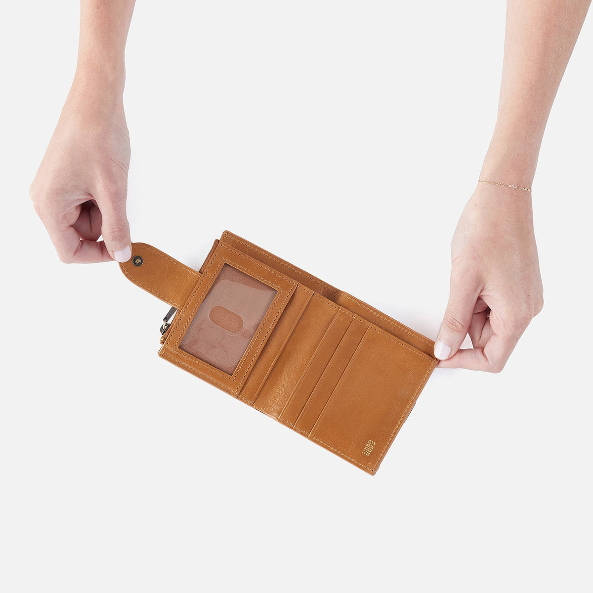 Dunn Mini Wallet In Polished Leather - Natural | HOBO Trending