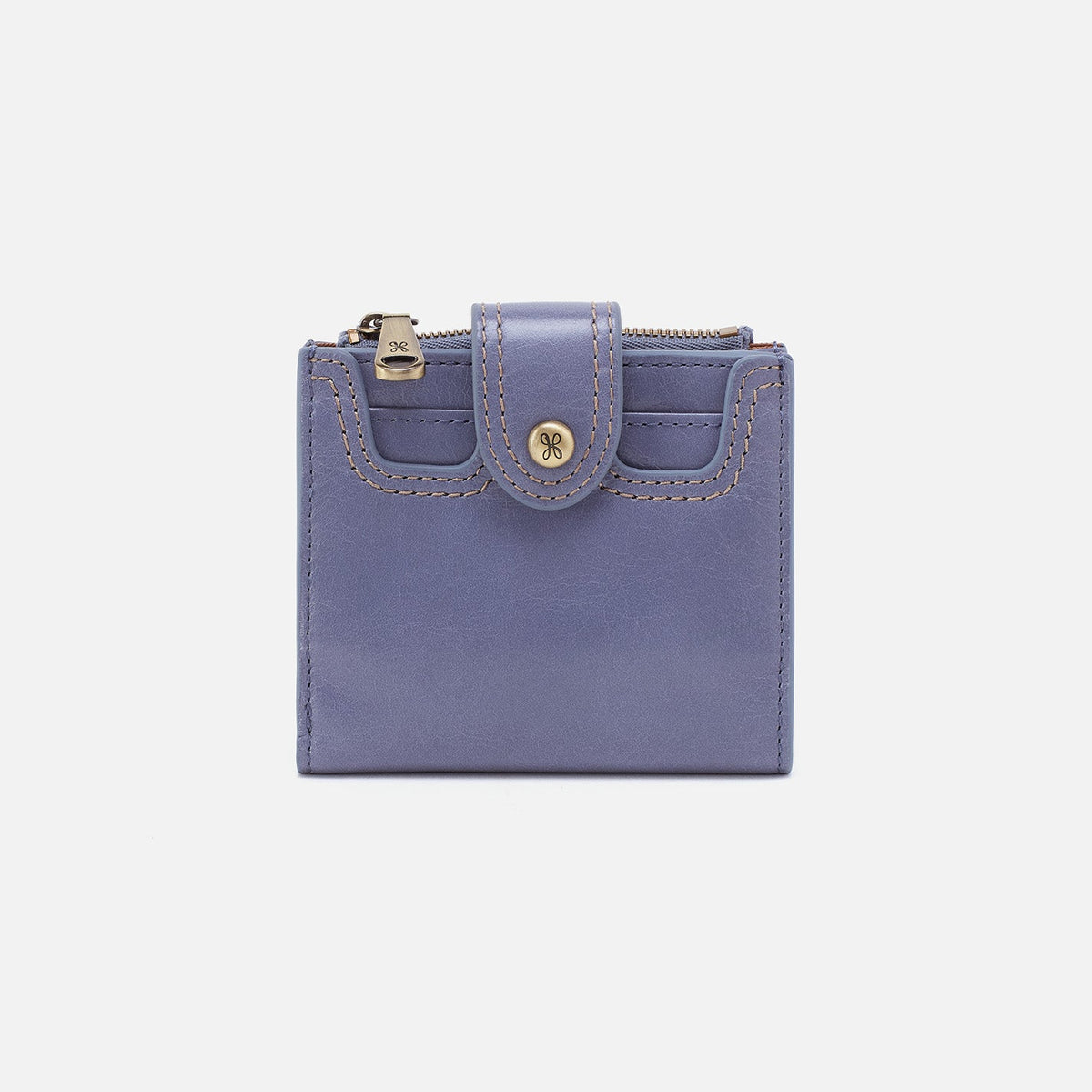 Dunn Mini Wallet In Polished Leather - Sky Blue | HOBO Top Pick