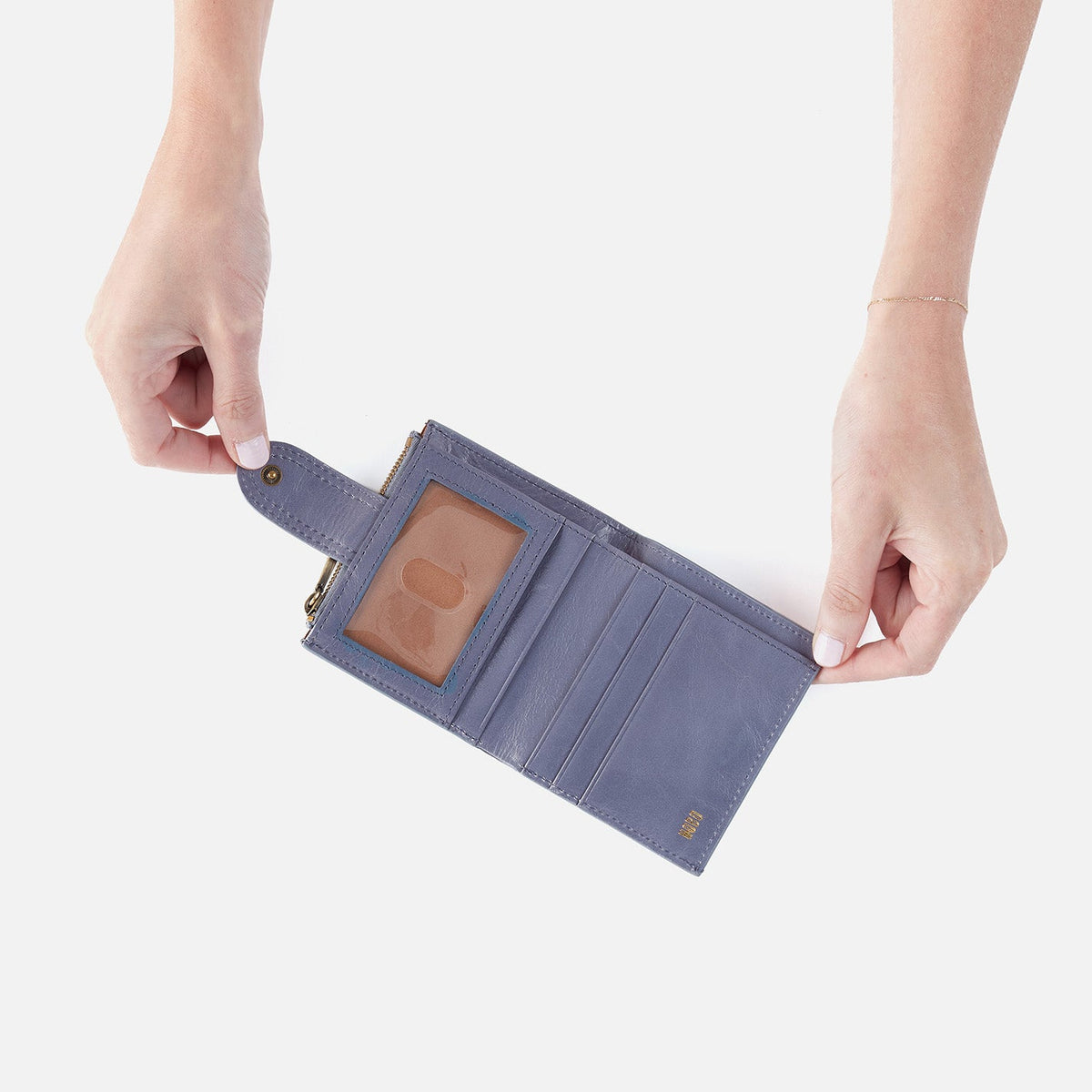 Dunn Mini Wallet In Polished Leather - Sky Blue | HOBO Top Pick
