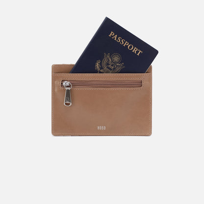 Euro Slide Card Case In Polished Leather - Cashmere | HOBO Quality