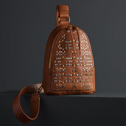 Fern Sling In Pebbled Leather - Warm Honey Pixel Studded | HOBO Exclusive