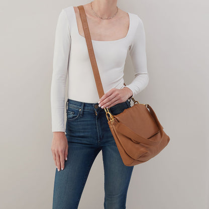 Harley Convertible Shoulder Bag in Pebbled Leather - Warm Honey | HOBO Classic
