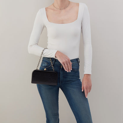Lauren Minaudiere In Polished Leather - Black | HOBO Everyday