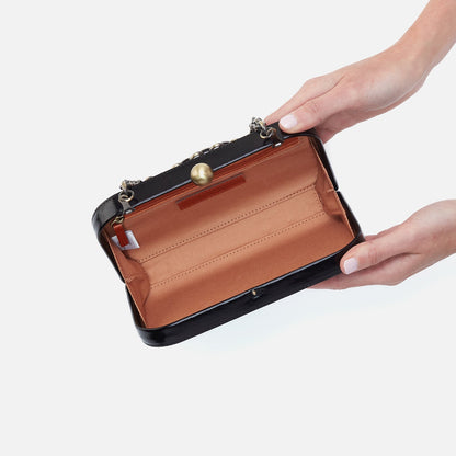 Lauren Minaudiere In Polished Leather - Black | HOBO Everyday