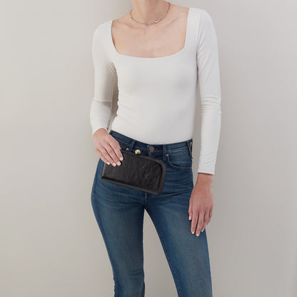 Lauren Minaudiere In Polished Leather - Black | HOBO Everyday