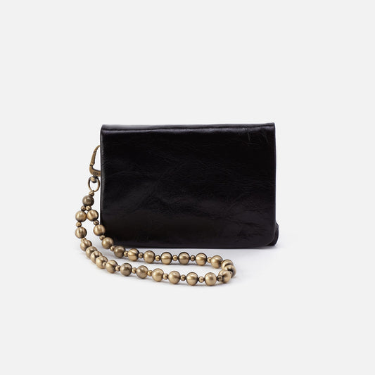 Ross Bead Wristlet In Polished Leather - Black | HOBO Signature