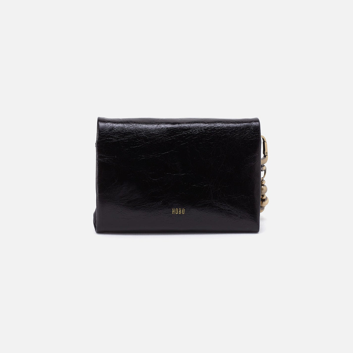 Ross Bead Wristlet In Polished Leather - Black | HOBO Signature