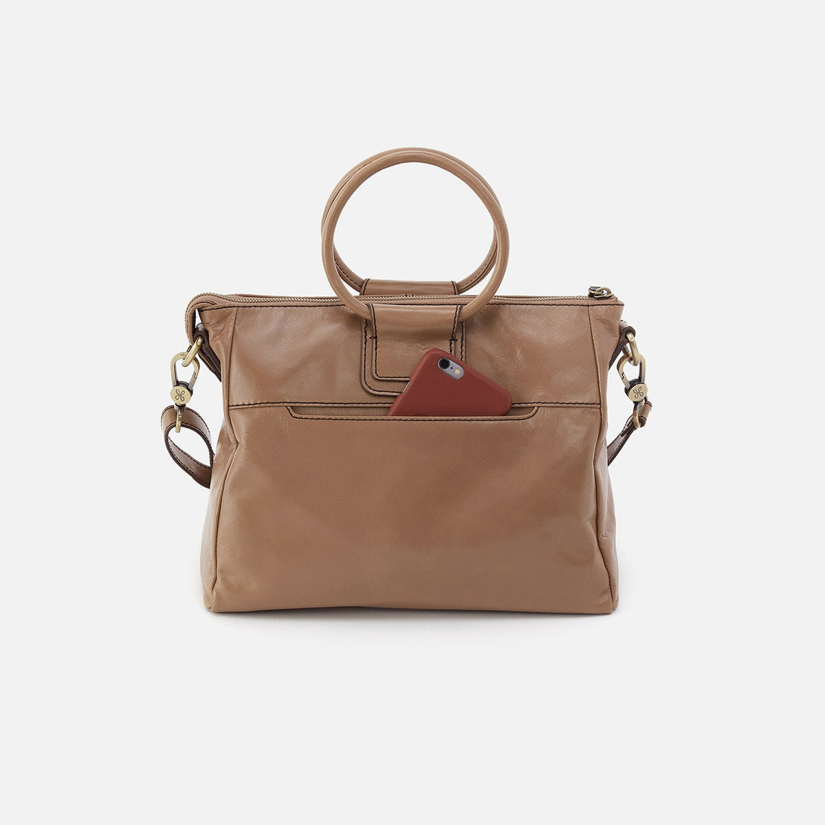 Sheila Medium Satchel In Polished Leather - Cashmere | HOBO Trending